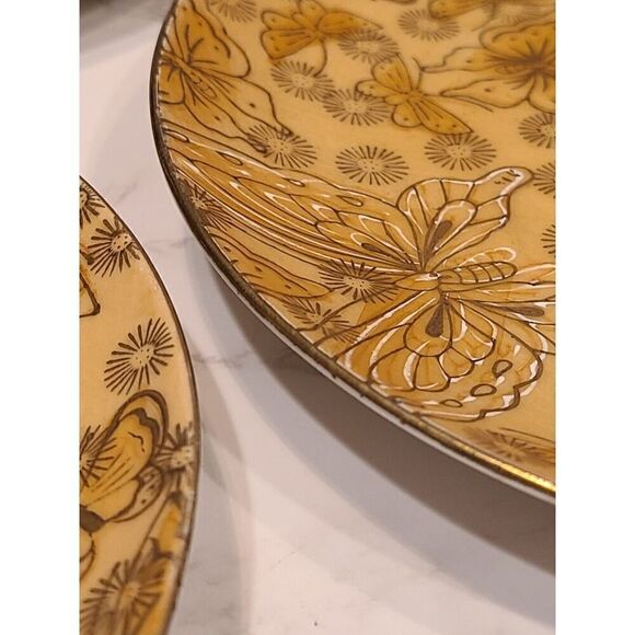 Dorothy C Thorpe VTG Porcelain Salad Plates Gold w/Butterflies- Set of (6) 7.75" - Picture 9 of 14
